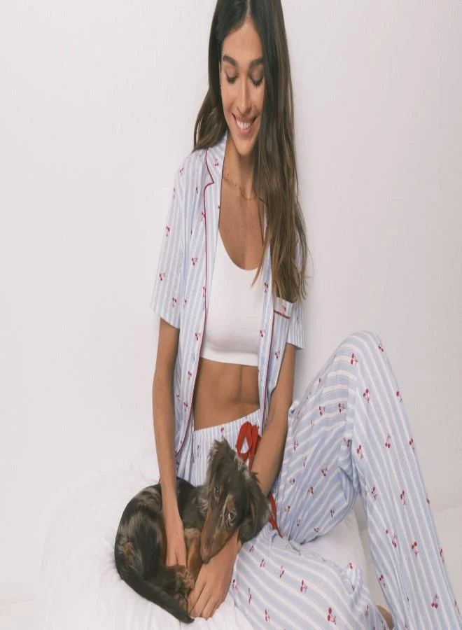 women'secret  Cotton striped cherry print classic pyjamas for Women | Best Price UAE